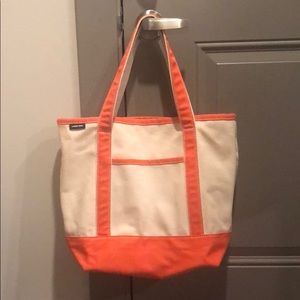 Lands’ End Natural Canvas Medium Tote Bag - Orange